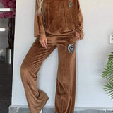 Velours Tweedelige Lounge Set met Wijde Broek