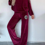 Velours Tweedelige Lounge Set met Wijde Broek