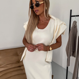 Gebreide Tweedelige Set met Trui en Midi Rok