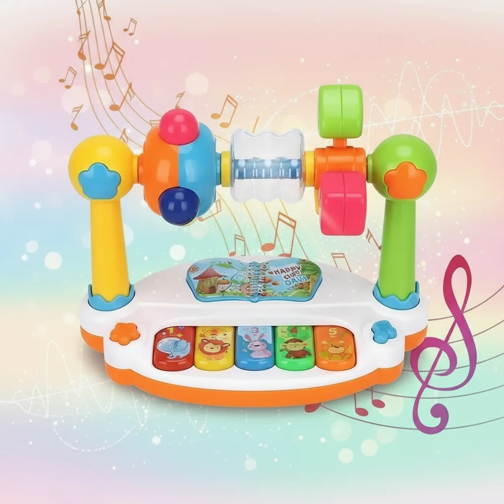 MiniMelody Draaibare Speelgoedpiano met Licht & Geluid – Educatief muziekspeelgoed dat creativiteit, ritmegevoel en muzikaal plezier bij kinderen stimuleert.