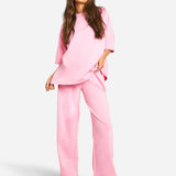 Tweedelige Set met Oversized Top en Wijde Broek