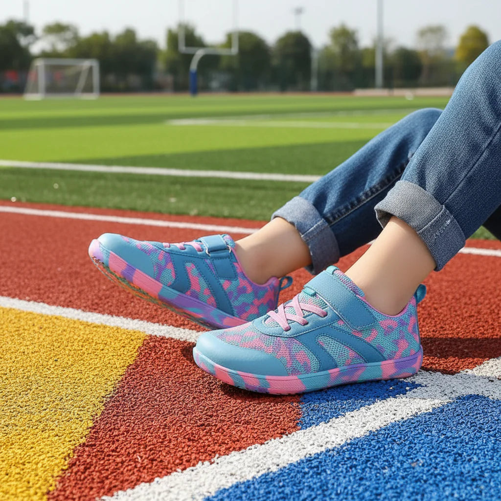 FlexiFeet antislip barefoot kinderschoenen – flexibele, ademende materialen met veilige gripzool voor natuurlijke voetbeweging en comfortabel speelplezier.
