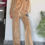 Velours Tweedelige Lounge Set met Wijde Broek