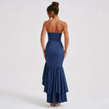 Straploze Maxi Jurk met Volantdetails
