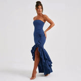 Straploze Maxi Jurk met Volantdetails