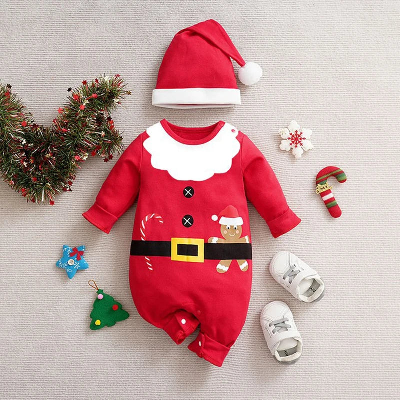 LittleSanta zacht baby kerstpakje – comfortabele, warme stof en schattig ontwerp voor feestelijke kerstmomenten.