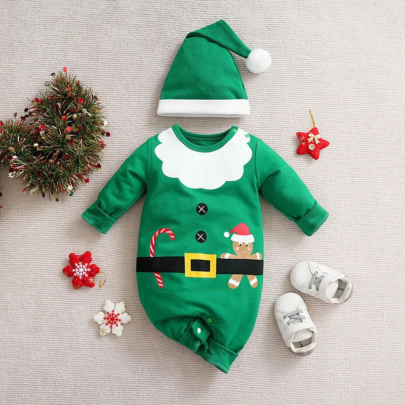 LittleSanta zacht baby kerstpakje – comfortabele, warme stof en schattig ontwerp voor feestelijke kerstmomenten.