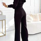 Tweedelige Lounge Set met Ritsvest en Wijde Broek