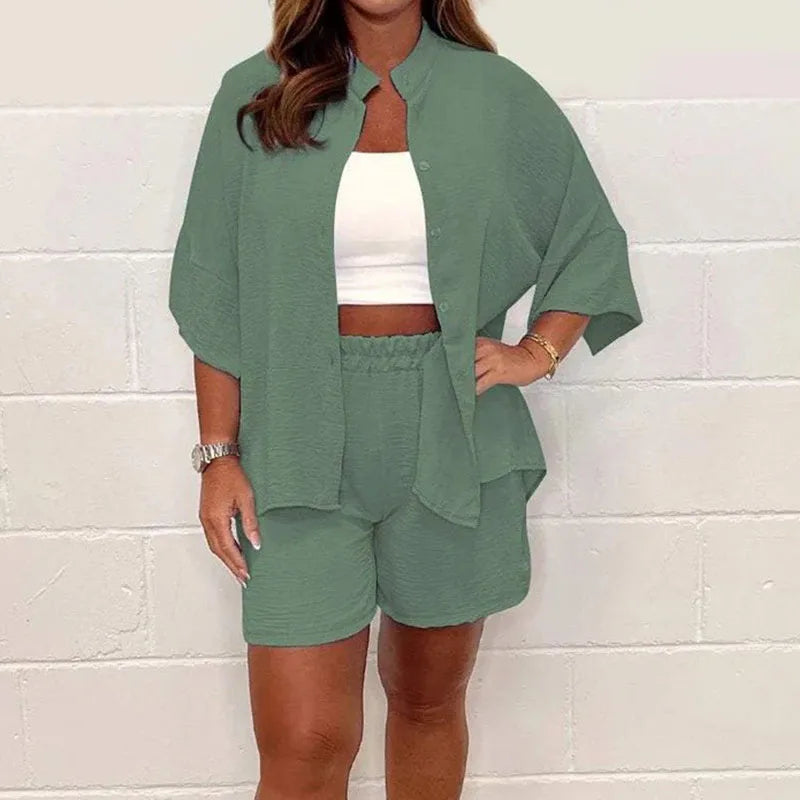 Driedelige Set met Overshirt, Top en Short