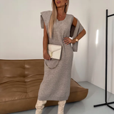 Gebreide Tweedelige Set met Trui en Midi Rok