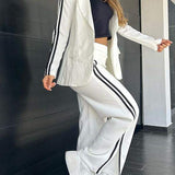 Tweedelige Set met Blazer en Wijde Broek met Zijstrepen