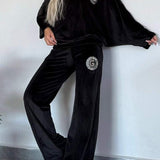 Velours Tweedelige Lounge Set met Wijde Broek