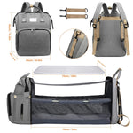 MamaBag alles-in-één luiertas met babybedje en USB-poort – ruim, multifunctioneel ontwerp en comfortabele draagstijl voor moeders onderweg.