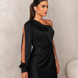 One-Shoulder Maxi Jurk met Drapering