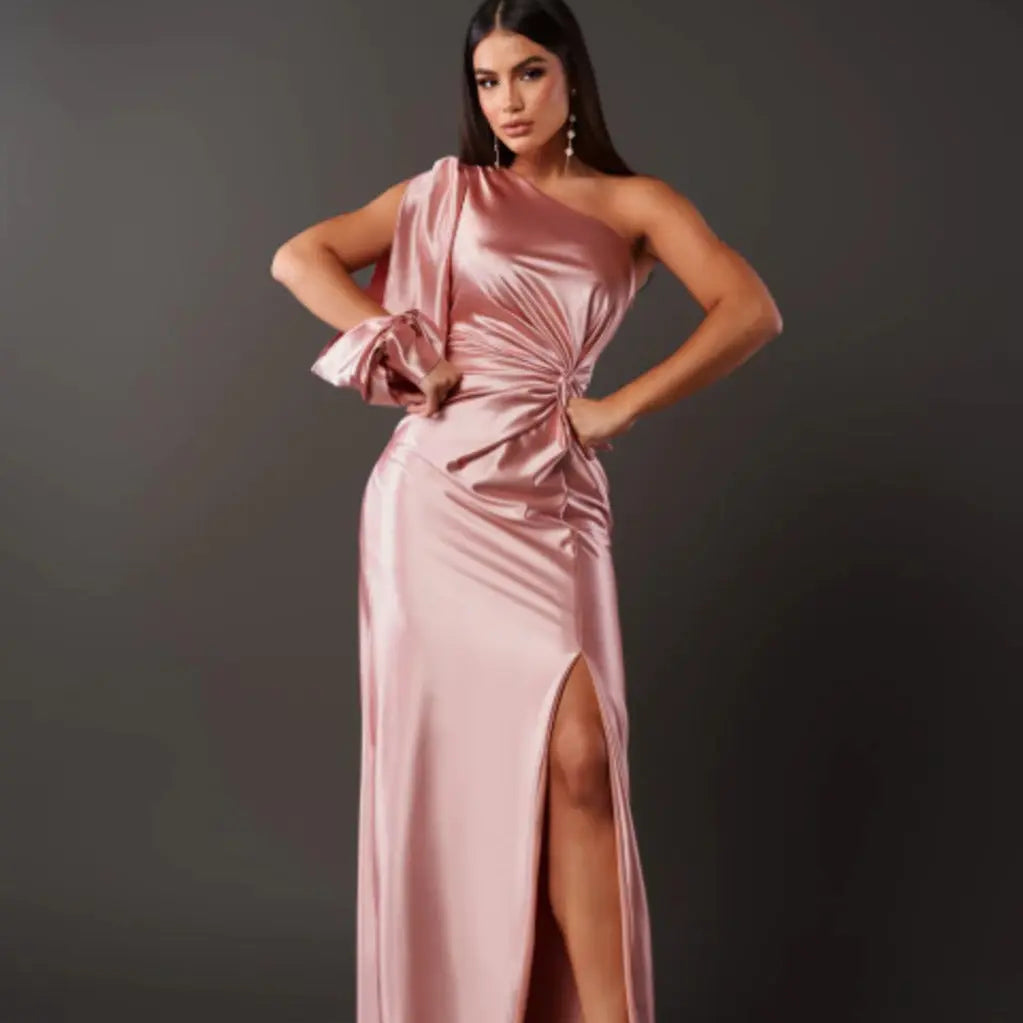 One-Shoulder Maxi Jurk met Drapering