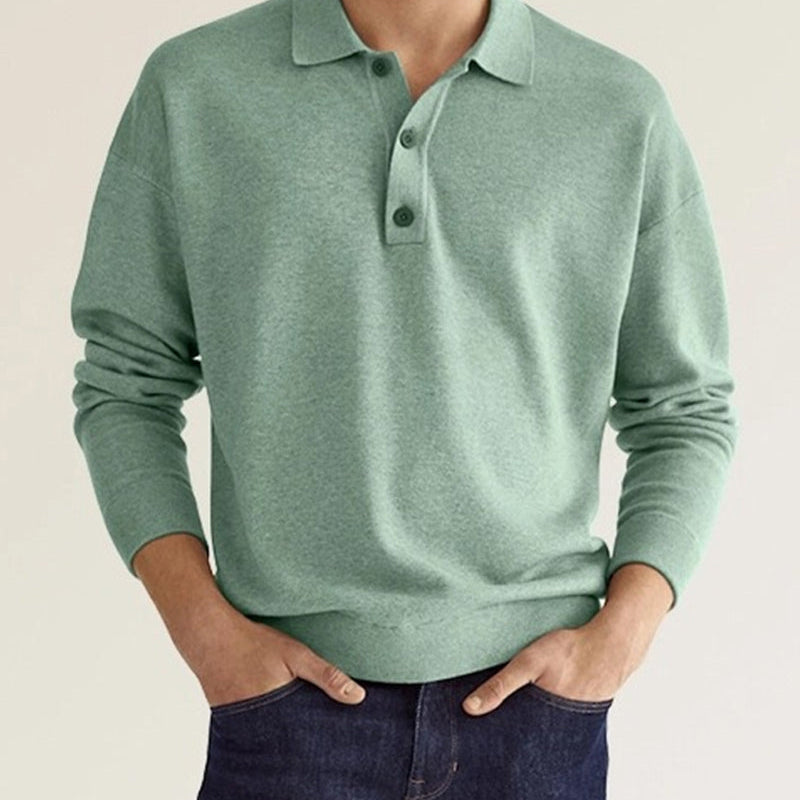 Heren Polo Met Lange Mouwen En Knopen Comfort Fit