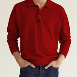 Heren Polo Met Lange Mouwen En Knopen Comfort Fit