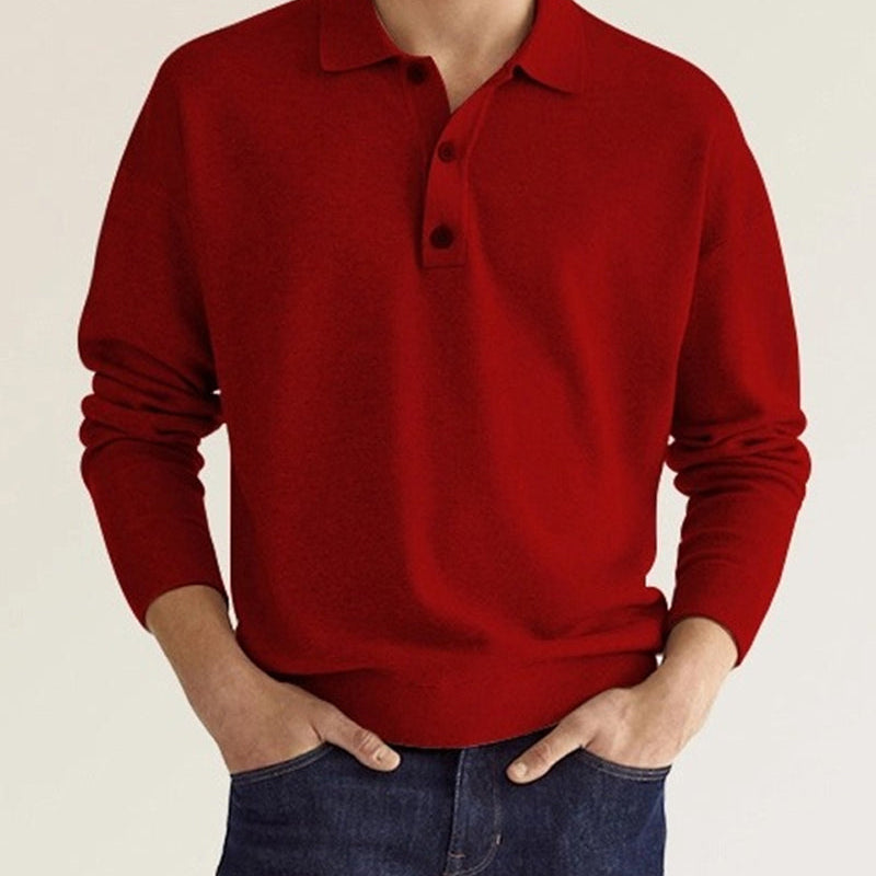 Heren Polo Met Lange Mouwen En Knopen Comfort Fit