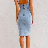Denim Midi Jurk met Split