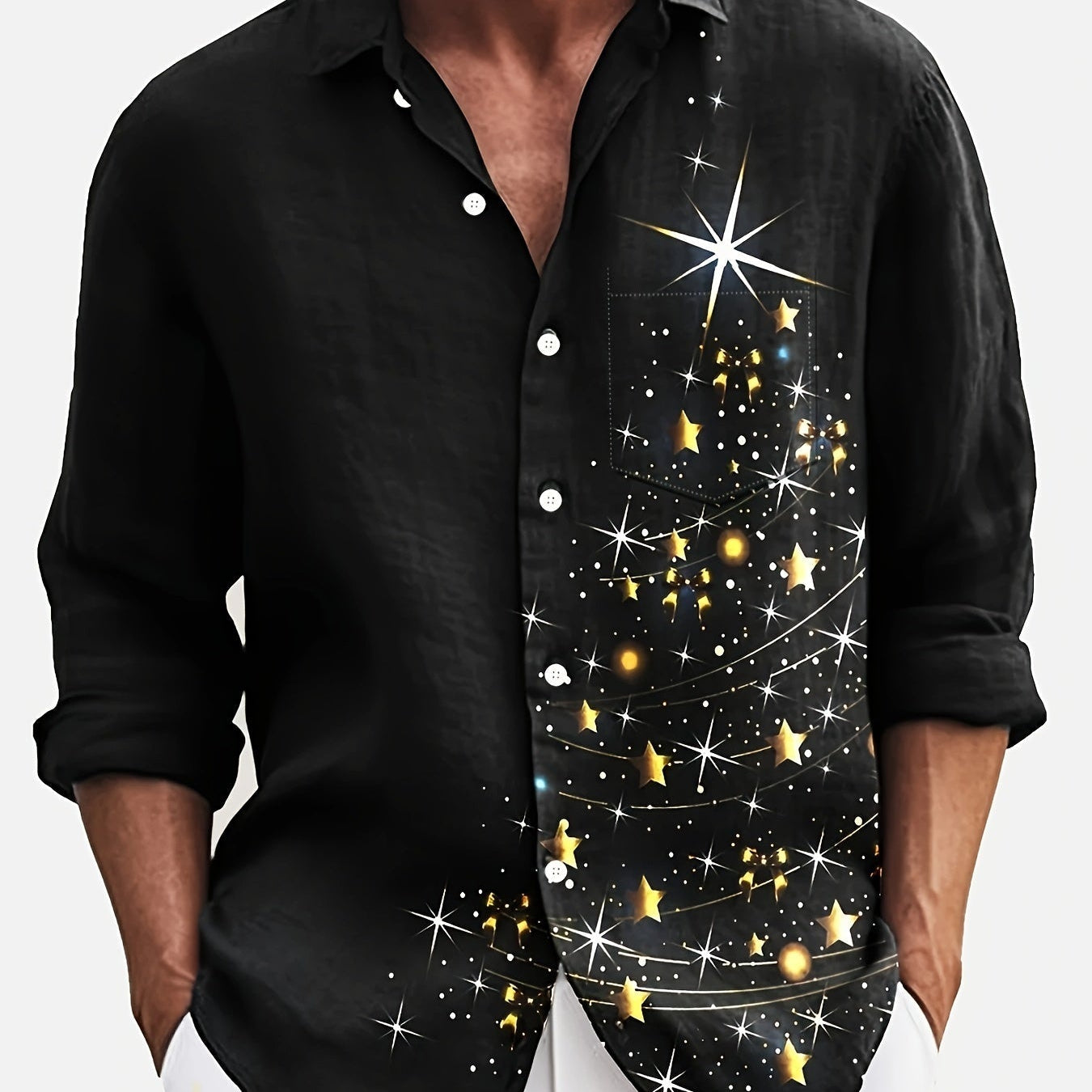 Heren Overhemd Met Sterrenprint En Slim Fit