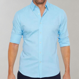 Heren Overhemd Slim Fit met Lange Mouwen en Klassieke Kraag