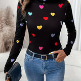 Coltrui met Hartjes Print en Lange Mouwen Slim Fit