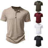 Heren Henley T-Shirt Slim Fit met Korte Mouwen