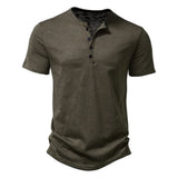 Heren Henley T-Shirt Slim Fit met Korte Mouwen