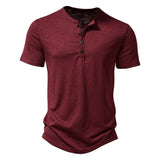 Heren Henley T-Shirt Slim Fit met Korte Mouwen