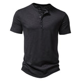 Heren Henley T-Shirt Slim Fit met Korte Mouwen