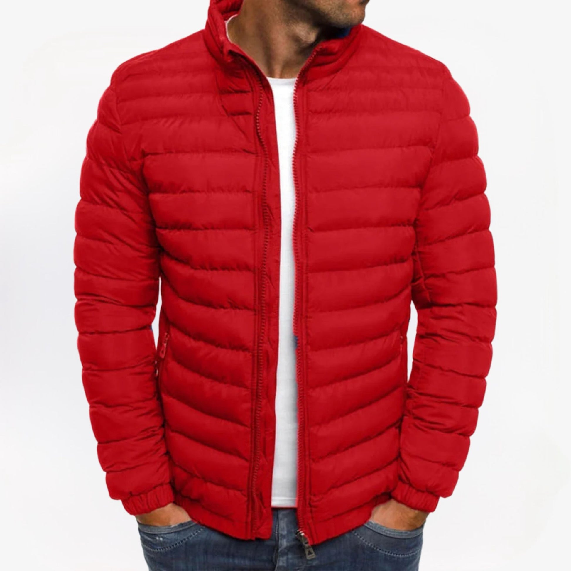 Stijlvolle heren pufferjas in diverse kleuren – warme isolatie, waterafstotend materiaal en comfortabele winterpasvorm.