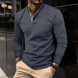 Longsleeve Shirt met Ritskraag en Slim Fit