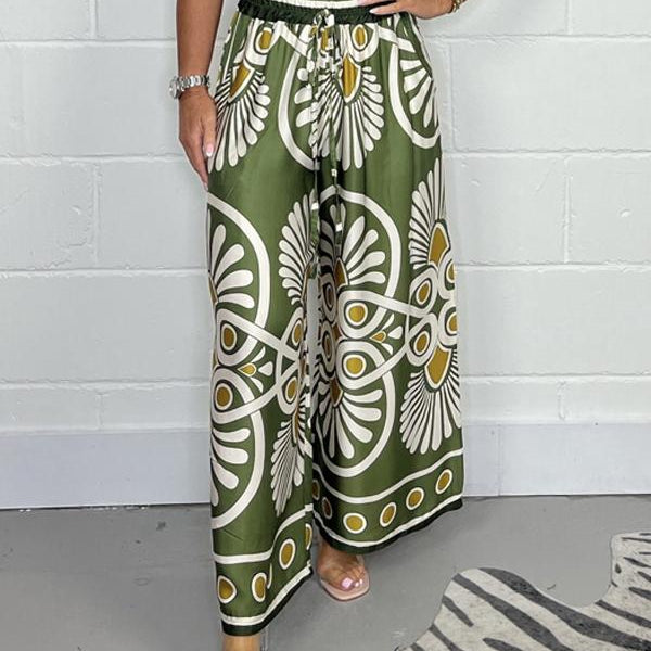 Dames broek met paisley print en wijde pijpen
