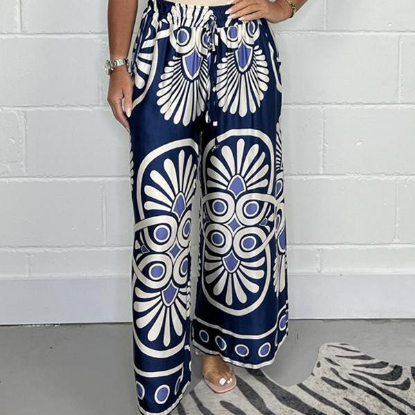 Dames broek met paisley print en wijde pijpen