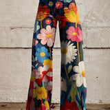 Dames broek met bloemenprint en wijde pijpen