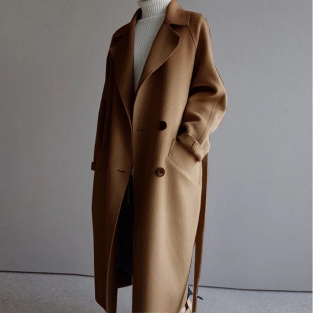 Luxe lange trenchcoat van kasjmier – Elegante damesjas met een tijdloze snit, zachte premium stof en een stijlvolle uitstraling.