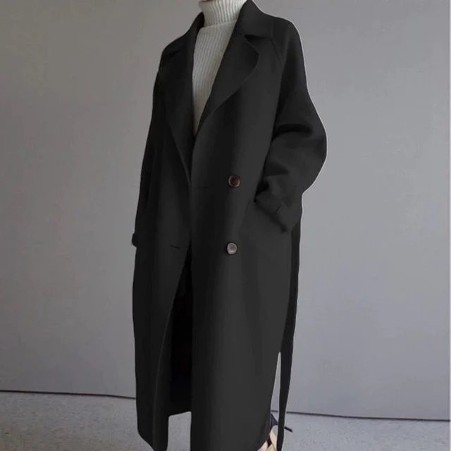 Luxe lange trenchcoat van kasjmier – Elegante damesjas met een tijdloze snit, zachte premium stof en een stijlvolle uitstraling.