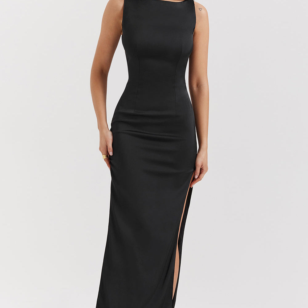 Maxi Jurk met Hoge Hals en Mouwloos Ontwerp