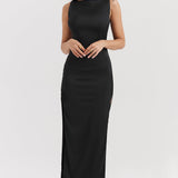 Maxi Jurk met Hoge Hals en Mouwloos Ontwerp