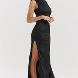 Maxi Jurk met Hoge Hals en Mouwloos Ontwerp