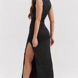 Maxi Jurk met Hoge Hals en Mouwloos Ontwerp