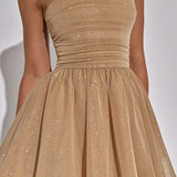 Strapless Glitter Mini Jurk