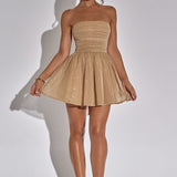 Strapless Glitter Mini Jurk