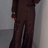 Tweedelige Set met Paillettenbroek en Blouse