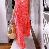 Dames Midi Jurk met Bloemenprint en V-Hals