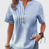 Dames blouse met plooidetails en korte mouwen