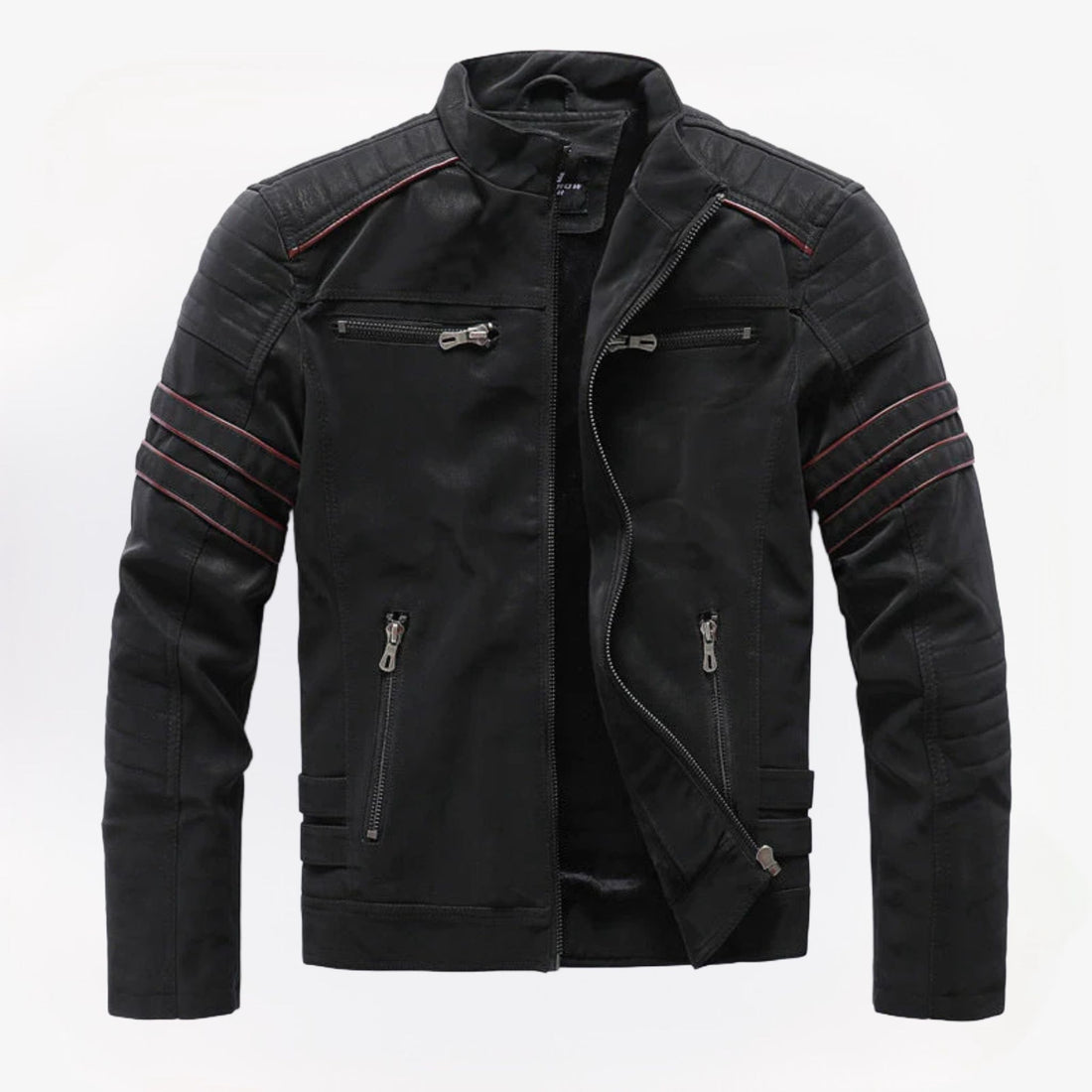 Heren bikerjas in diverse kleuren – stoer leren materiaal, comfortabele pasvorm en tijdloze motorstijl.