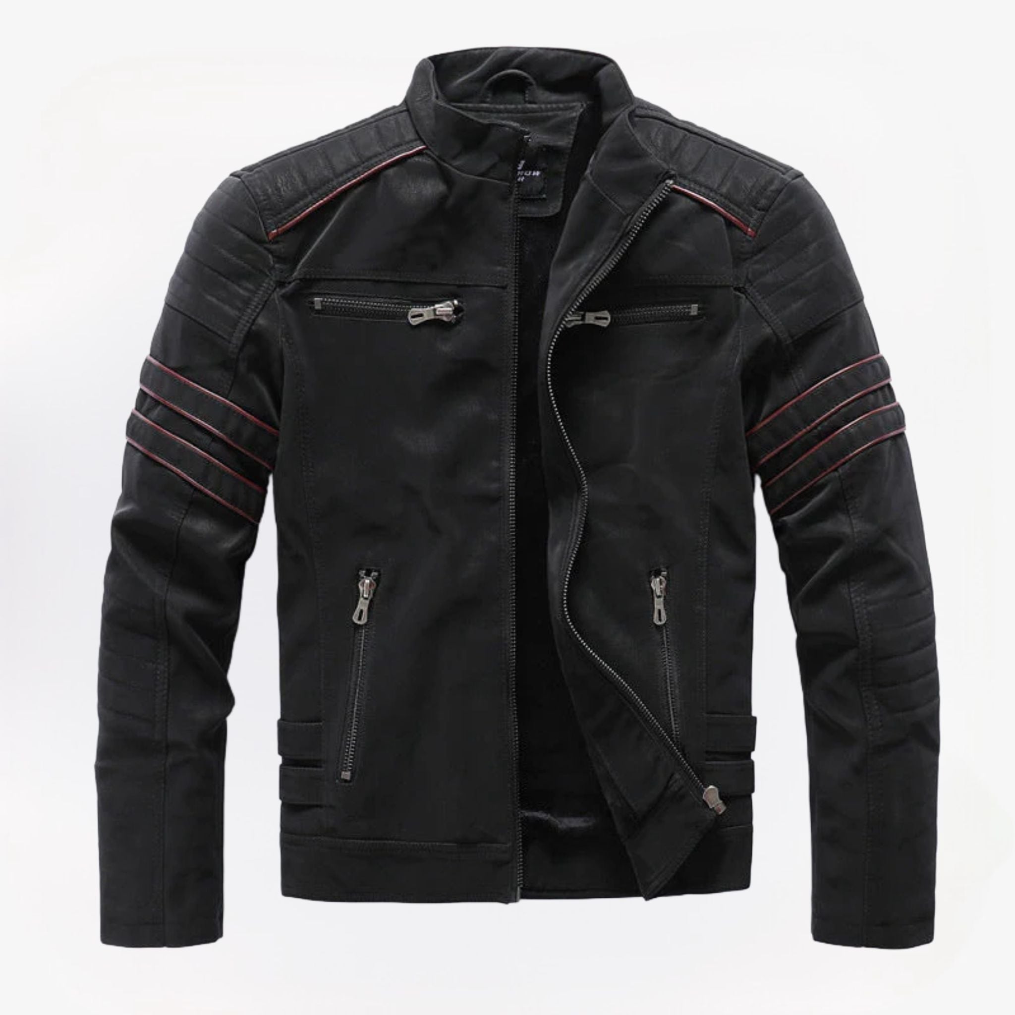 Heren bikerjas in diverse kleuren – stoer leren materiaal, comfortabele pasvorm en tijdloze motorstijl.