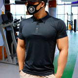Heren Sport Polo Shirt Slim Fit met Stretch en Korte Mouwen