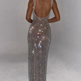 Pailletten Maxi Jurk met Smalle Bandjes